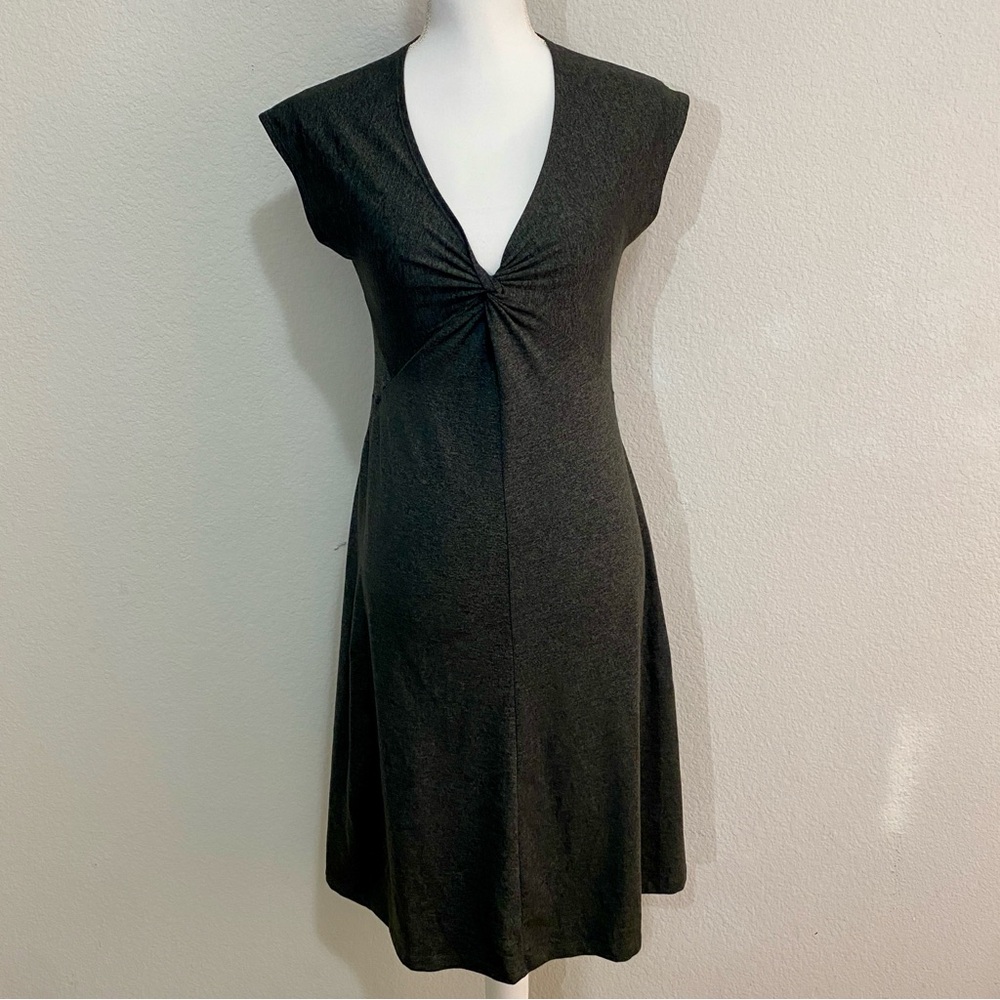 Patagonia Bandha Twist Front Midi Dress Heather Grey S Cap Sleeve Athleisure